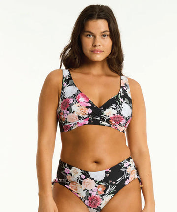 Sea Level Belle Cross Front Multifit Bra Top - Black